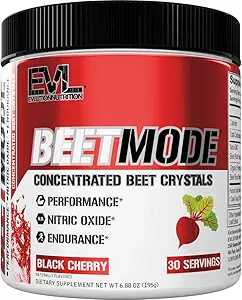 Evlution Nutrition BeetMode - Beet Root Powder - Nitric Oxide Booster - Black Cherry Flavor - Pre or Post-Workout Supplement for Enhanced Energy & Performance - Vegan & Gluten Free - 30 Servings