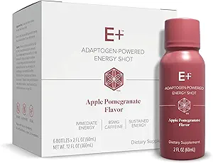Isagenix E+ - Liquid Energy Shot with Plant-Based Caffeine & Adaptogenic Botanical Blend - Support Endurance with Flavored Energy Shot - Apple Pomegranate - 2 Oz Bottles (6 Pack)