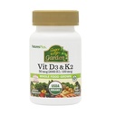 Natures Plus Fuente de Life Garden Vitamin D3 &amp; K2-60 Vegan Capsules - Promueve soporte de bonificación, función inmunitaria, salud cardiovascular &amp; equilibrio de humor - Vegan, Gluten Gratis - 60 Servings
