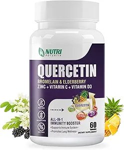 Quercetina con bromelaina, quercetina 500mg cápsulas, vitamina C &amp; D3, zinc y aderberry - Advanced Lung Immune y Respiratory Support Suplemento - 60 cápsulas