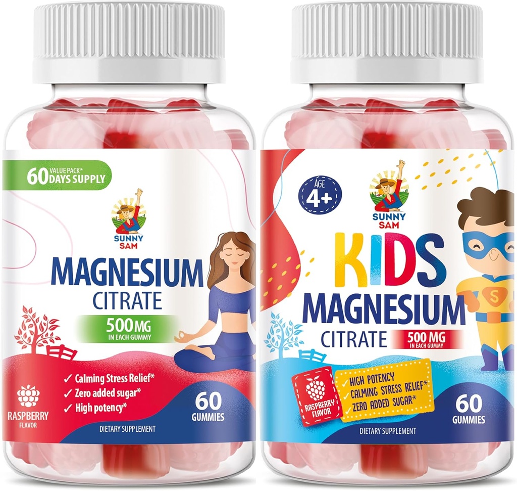 Magnesium Gummies for Kids &amp; Adults - 500mg - Calm Magnesium Chews - Magnesium Citrate Chewable Suplemento para Mood &amp; Muscle Support