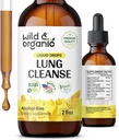 Wild & Organic Lung Cleanse Tincture - Mullein Leaf Extract for Lungs - Herbal Detox Supplements - Vegan, Sugar & Alcohol-Free Mullein Drops - 2 fl oz