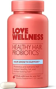 Love Wellness Healthy Hair Probiotics ← Soporta el crecimiento del cabello con biotina y vitamina B12 &amp; B6 tención Suplemento para el cuero cabelludo saludable " Thicker, Fuller Looking Hair TENSA " Efectivamente 30 cápsulas