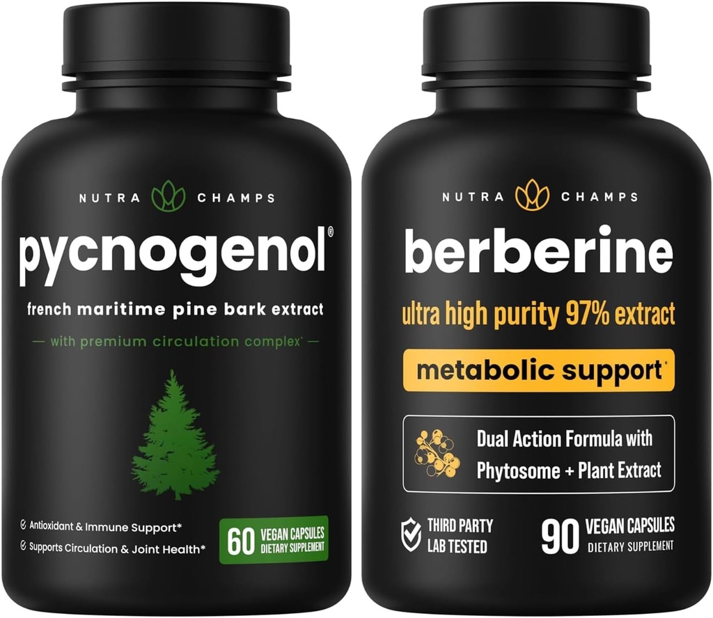 NutraChamps Circulatorio Completo &amp; Boost Metabólico : Pycnogenol &amp; Berberine Duo