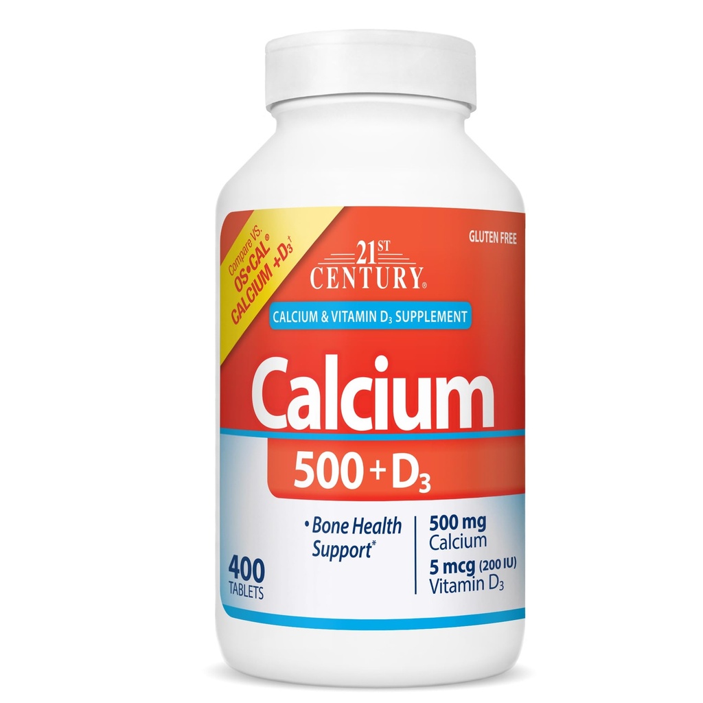 21st Century Calcium 500 mg Plus D3 Tablets, 400 Count