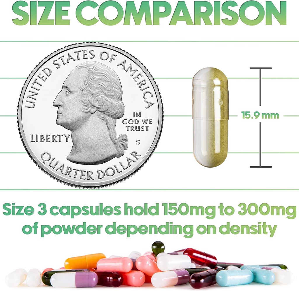 XPRS Nutra Delayed Release Size 3 Empty Capsules - 1000 Count Clear Empty Vegan Capsules - Vegetarian Pills - DIY Vegetable Capsule Filling - Fillable Veggie Gel Caps for Do-It-youself Supplements