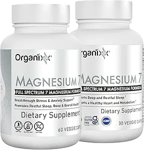 Organixx Magnesium Glycinate Supplement for Support Sleep, Muscle & Heart Health, 7 Type Magnesium Complex with Vitamin B6, Manganese Citrate, Gluten Free, Vegan, Non GMO, High Absorption, 90 Capsules