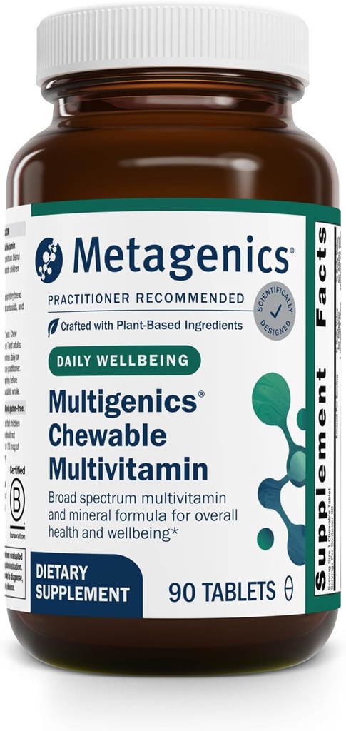 Multivitamínicos metagénicos Multivitamínicos - Asistencia diaria de vitaminas y minerales para adultos - sabor anaranjado, no transgénico, sin gluten, tabletas cortas - GMP instalación certificada - 90 piezas
