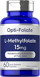 Carlyle L Methylfolate 15mg ← 60 Capsules TEN Max Potency TEN Optimizado y Activado ← Non-GMO, Gluten Free TEN Methyl Folate, 5-MTHF ANTE por Opti-Folate