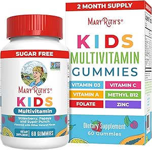 MaryRuth Orgánicas Infantiles Vitaminas TENIDO Multi TENIDO Azúcar Libre TENIDO 2 Mes de Suministro TENIDO Gummies Multivitamínicas para Edades 2+ Silencio Vegan Silencio Únicamente 1 Gummy a Day TEN 60 Conde