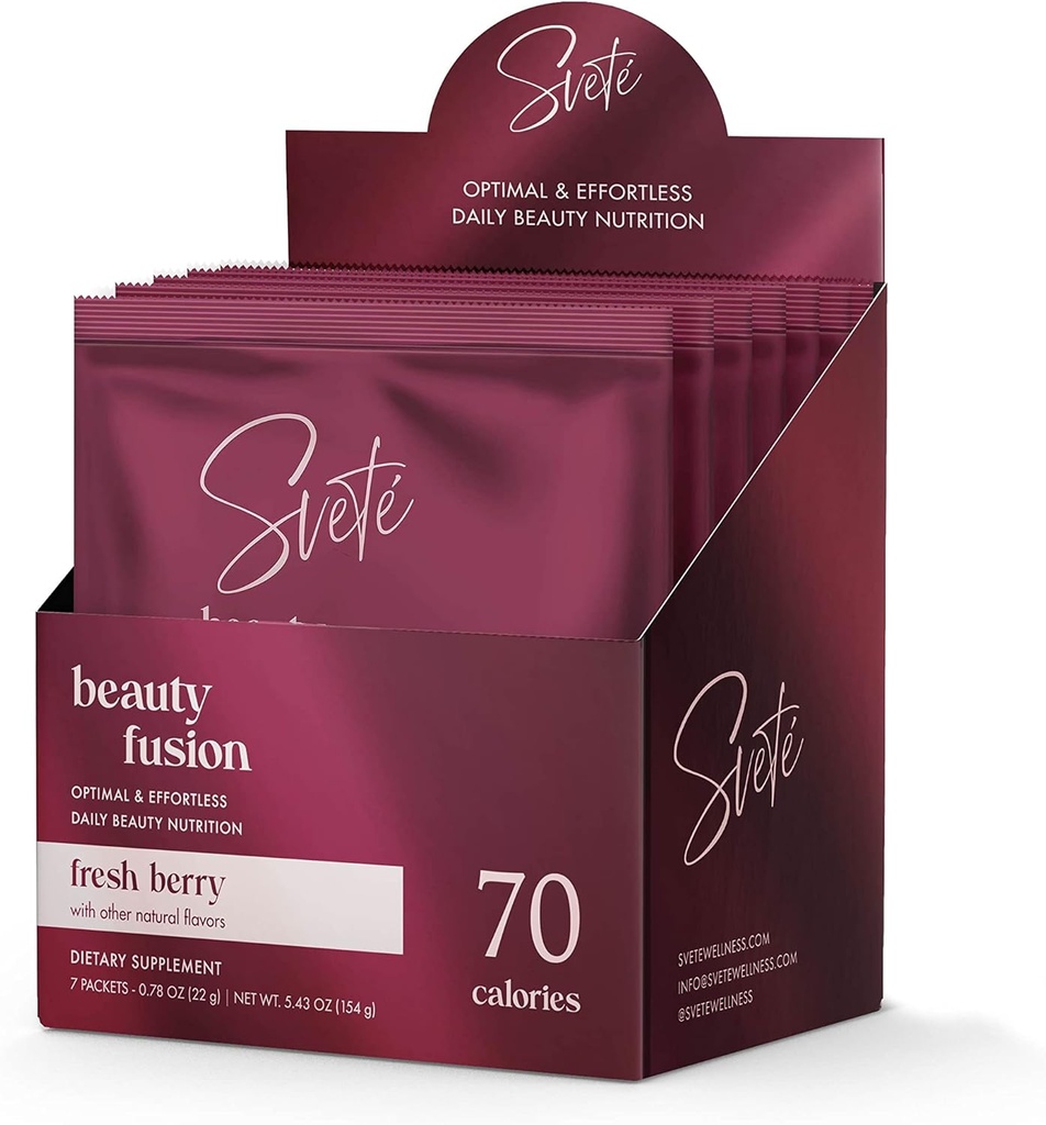 Hidrolyzed Collagen Powder for Women Multi Beauty Superfood with Hyaluronic Acid, Biotin, Vitamina C, Zinc, Probiotics, CoQ10 ← Keto Protein ← Berry Flavor (7 Single Serve Packets) de Svete