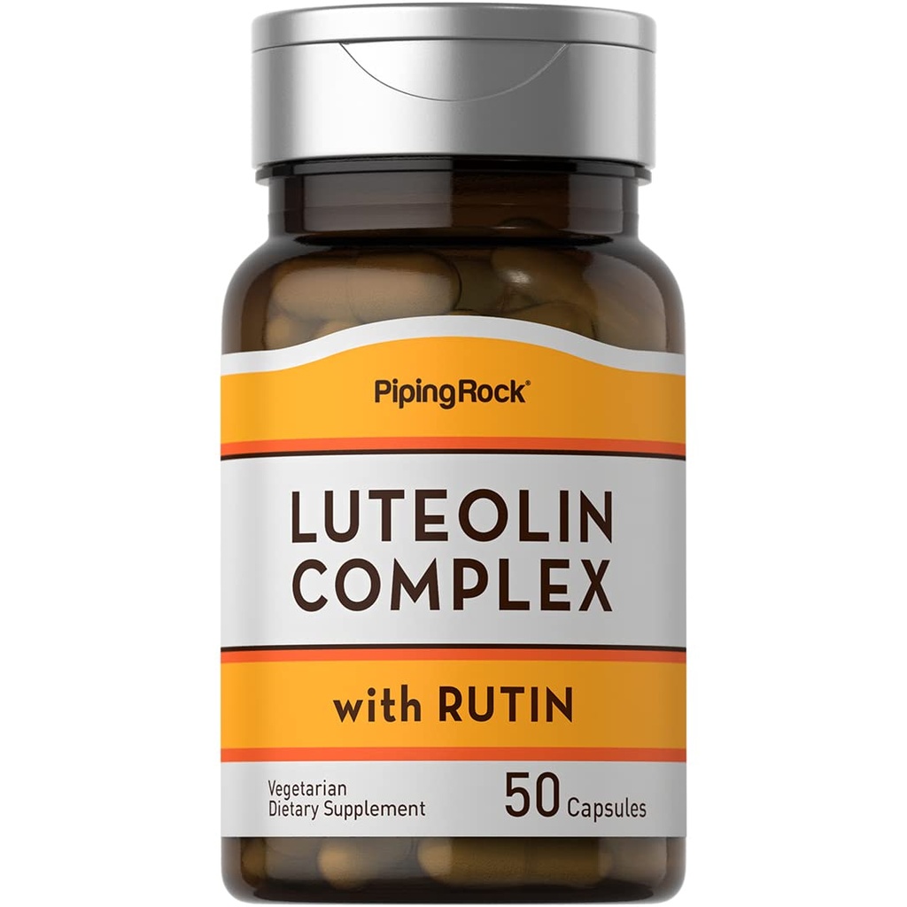 Piping Rock Luteolin Suplemento Silencio 100mg Silencio 50 Capsules Silencioso Complejo con Rutin Silencio Vegetariano, No GMO, Gluten Gratis