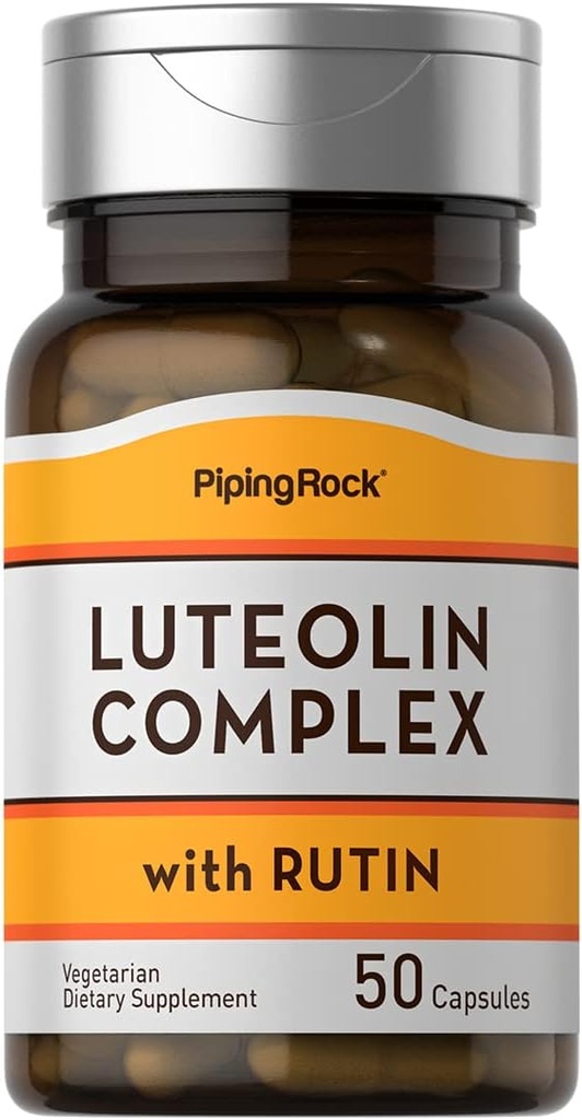 Piping Rock Luteolin Suplemento Silencio 100mg Silencio 50 Capsules Silencioso Complejo con Rutin Silencio Vegetariano, No GMO, Gluten Gratis