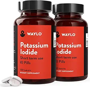 Waylo 2 Pack KI Potassium Iodide Tablets - 130 mg por Tablet, 300 Conde, Made in USA, cGMP Certified