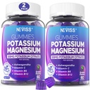 Potassium Magnesium Gummies - Potassium Supplement w/Ashwagandha 200mg, Magnesium Glycinate,B6,B12,P-otassium Citrate for Leg Cramps,Muscle,Electroyte for Adults Kids,Sugar-Free, 2 Pack