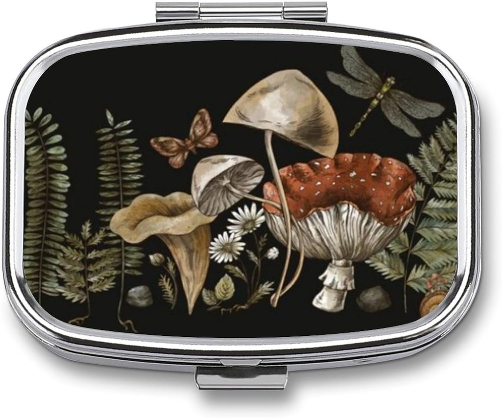 Metal 2 Organizador de píldoras Organizador Travel Friendly Portable Compact Pill Box Cute Pill Case to Hold Vitamins,Fish Oil,Supplements,Meds,Tablet for Purse,Pocket. (Planta)
