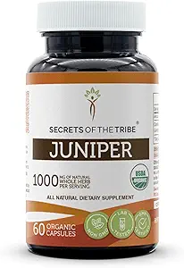 Secretos de la Tribu Juniper 60 Capsules, 1000 mg, USDA Organic Juniper (Juniperus communis) Dried Berry (60 Capsules)