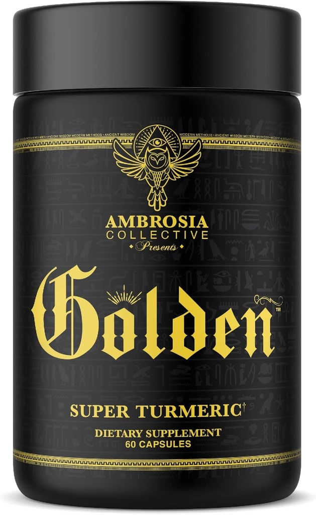 Ambrosia Golden Super Turmeric ← Bioavailable Curcumin ← Apoyo Saludable Gut &amp; Brain Health Silencio Conjunto Soporte ← 765mg de Curcuminoides Activos ← 60 Veggie Capsules (30 Day Supply)