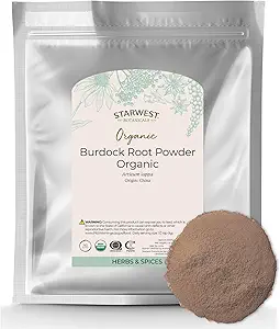 Starwest Botanicals Burdock Root Powder Orgánico - Fuente Natural de Antioxidantes, Herb Loose para té, arroz, sopa " Stews, Certified Kosher, Non-GMO - Bulk 1 lb Bag