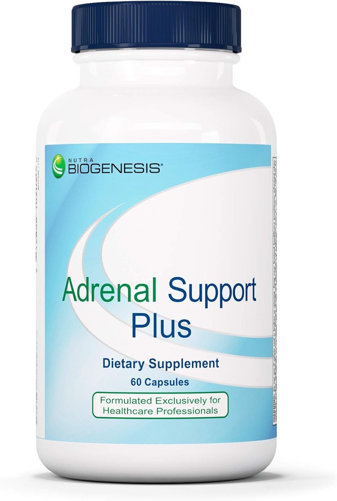 Nutra Biogenesis Adrenal Support Plus - Complementos de Apoyo Adrenal para Hombres, Complejo Adrenal con Pregnenolona, DHEA &amp; Herbs for Daily Calm, Energy & Focus Support - 60 cápsulas