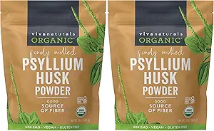 Viva Naturals Organic Psyllium Husk Powder, 24 oz - Finely Ground, Unflavored Plant Based Superfood - Good Source of Fiber for Gluten-Free Baking, Juices & Smoothies - Certified Vegan, Keto and Paleo