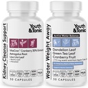 Youth & Tonic Gentle Body Cleanse & Detox – Clean Reset with Natural Flush & Diuretic Balance – 2PK: Kidney Cleanse Support + Water Weight Away, 60 Pills
