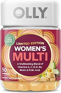 OLLY Women's Multi, Vitamins A, C, D, E, B, Zinc, Limited Edition, Cozy Crème Brulee - 50ct