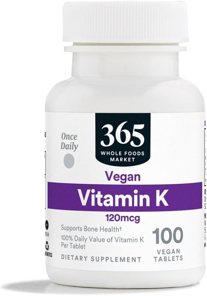365 por mercado entero de alimentos, vitamina K 120 MCG, 100 tabletas