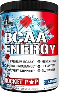 EVL BCAAs Amino Acids Powder - BCAA Energy Pre Workout Powder for Muscle Recovery Lean Growth and Endurance - Rehidrating Post Workout Recovery Drink with Natural Caffeine - Rocket Pop
