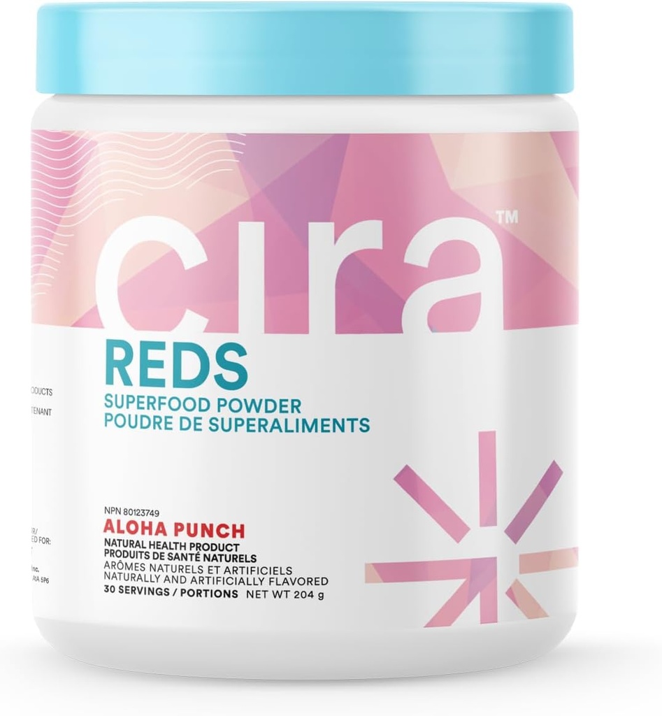 Cira Glow-Getter Reds Superfood Powder - Antioxidantes " Polyphenols for increased Energy " Gut Health - 30 Servings, Aloha Punch