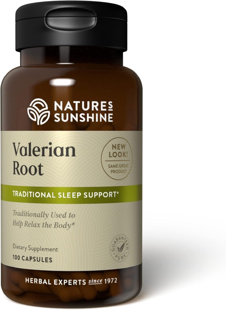 Sunshine Valerian Root, 100 capsules ← Herbal Supplement promueve la relajación, apoya el sueño y proporciona soporte natural del sistema nervioso