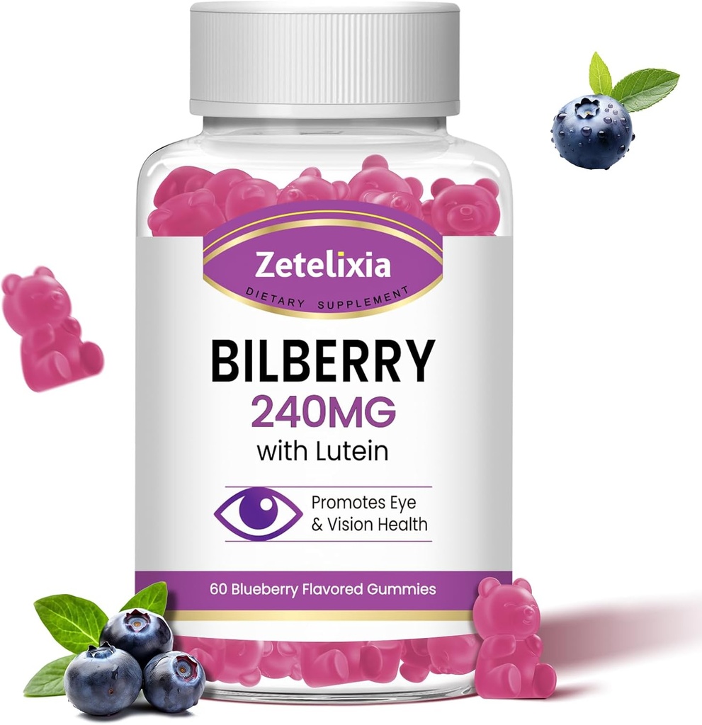 Lutein Gummmies Eye Health Supplement for Adults, Lutein &amp; Zeaxanthin Supplements Eye Vitamins Gummies, Bilberry with Lutein for Promoting Eye & Vision - 60 Gummies
