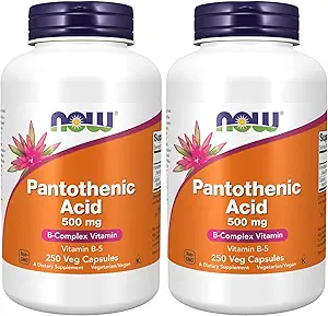 Ahora Suplementos, Ácido Pantoténico (Vitamin B-5) 500 mg, Vitamina B-Complex, 250 cápsulas (Pack of 2)