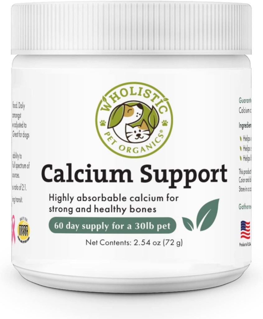 Wholistic Pet Organics Sea Coral: Organic Sea Coral Calcium Dog Supplement - Natural Source of Calcium for Dogs Teeth and Bone Health - Vitaminas para Perros - Made in USA