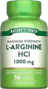 La verdad de la naturaleza L-Arginine HCL 1000mg ← 50 Caplets  durable Aminoácidos esenciales Suplemento Vegan, No-GMO &amp; Gluten Suplemento gratuito