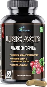 Uric Acid Advanced Formula – Kidney, Liver, Gallbladder, Urinary Tract Cleanse with Cranberry, Chanca Piedra, Tart Cherry, Milk Thistle y Bromelain 60 Capsules