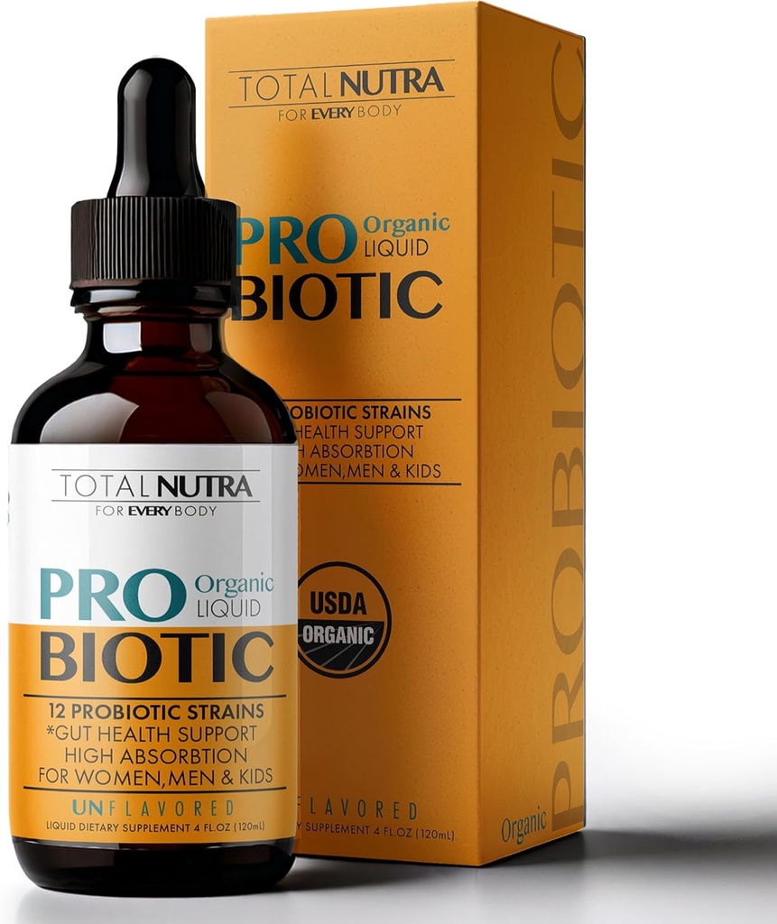 Probiótico líquido para Mujeres, Hombres, Niños, Probiótico Toddler: USDA Probióticos Orgánicos, Líquido Probiótico Vegano " Alfalfa Blend + Acidophilus para Salud Gut, Probióticos Orales Libres, Probióticos Orales No GMO