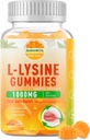 L-Lysine Gummies 1000 mg, Cold Sore Supplement with Immune Support for Lips & Oral, Chewable L Lysine Gummies for Adults &amp; Kids, Boost Immune & Collagen, Non-GMO, Vegan, Gluten Free - 60 Condes