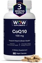 WOW Supplements CoQ10 100 mg with Hawthorn Berry - High Absorption CoQ10 100mg for Energy Production, Heart and Cellular Health - Non-GMO, Gluten-Free Coenzyme Q10 100mg Suplemento - 90 cápsulas