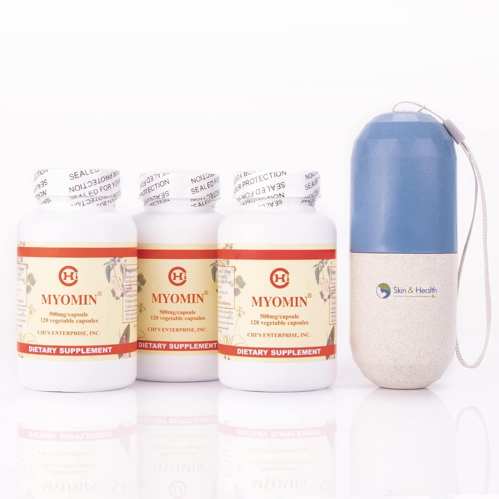 AEE Chi's Enterprise 120 Piece (3-Pack) Myomin promueve niveles saludables de hormonas 500 mg cápsulas, habilidad y organización de píldoras de salud Bundle