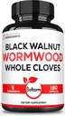 Satoomi 5 en 1 Wormwood Capsules Suplemento - Extracted from Black Walnut, Whole Cloves, Turmeric y Berberine HCl - Immune System &amp; Digestion Health - 180 Cuenta -90 Day Supply