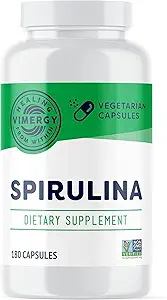 Vimergy Spirulina Capsules – Concentrated Plant Protein Supports Immune Health & Cardiovascular Function – Vegan, Kosher, Gluten-Free – 180 cápsulas