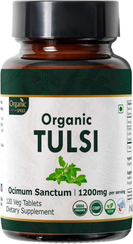 Tulsi 120 Tabletas – USDA Organic Holy Basil – Supports Stress Relief & Adaptogenic Balance ← Dietary Supplement120tab