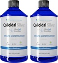 Colloidal Silver Liquid - 12 PPM Premium Silver Solution, 60 MCG Por Serving, All Natural, Vegan Immune System Support, Ionic Silver Water Daily Mineral Supplement (2-16 Fl oz Bottles)