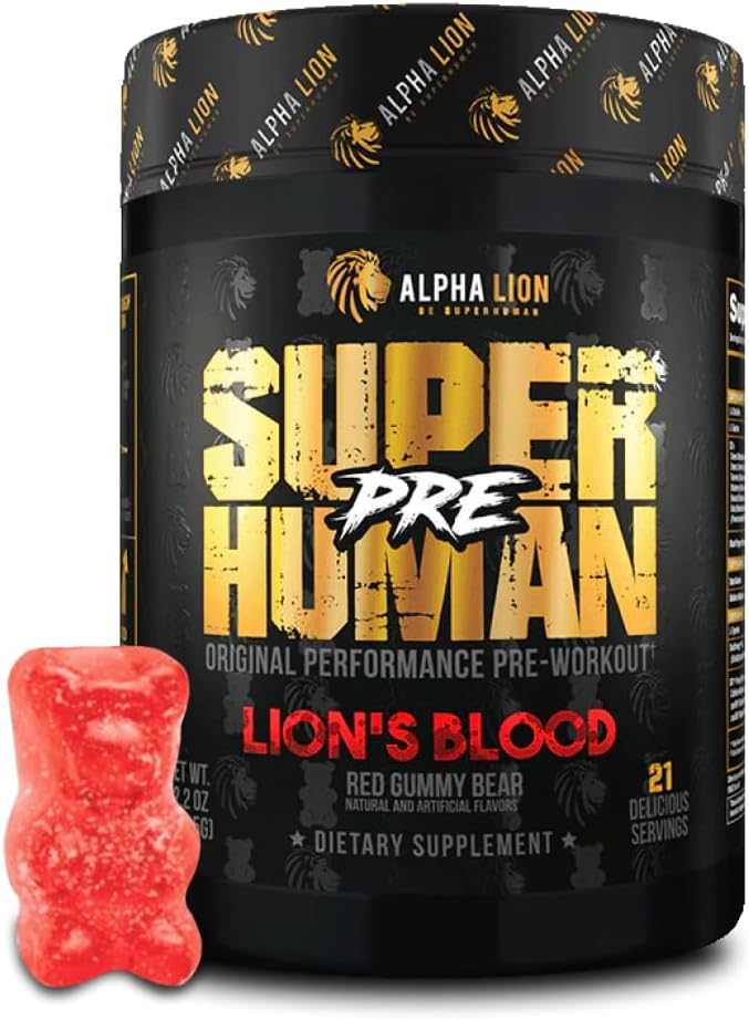 ALPHA LION Pre Workout Powder, Beta Alanine, L-Taurine " Tri-Source Caffeine for Sustained Energy " Focus, Nitric Oxide " Citrulline for Pump (21 Servings, Lion's Blood Flavor), Pack of 1