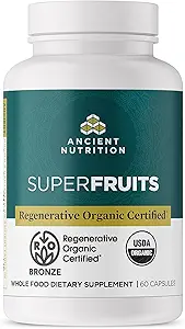 Nutrición Regenerativa Regenerativa SuperFruits Certified Capsules, soporta Gut e Immune System Health, Hecho con Probióticos, Dragonfruit, Mulberry y Goji, 60 Conde