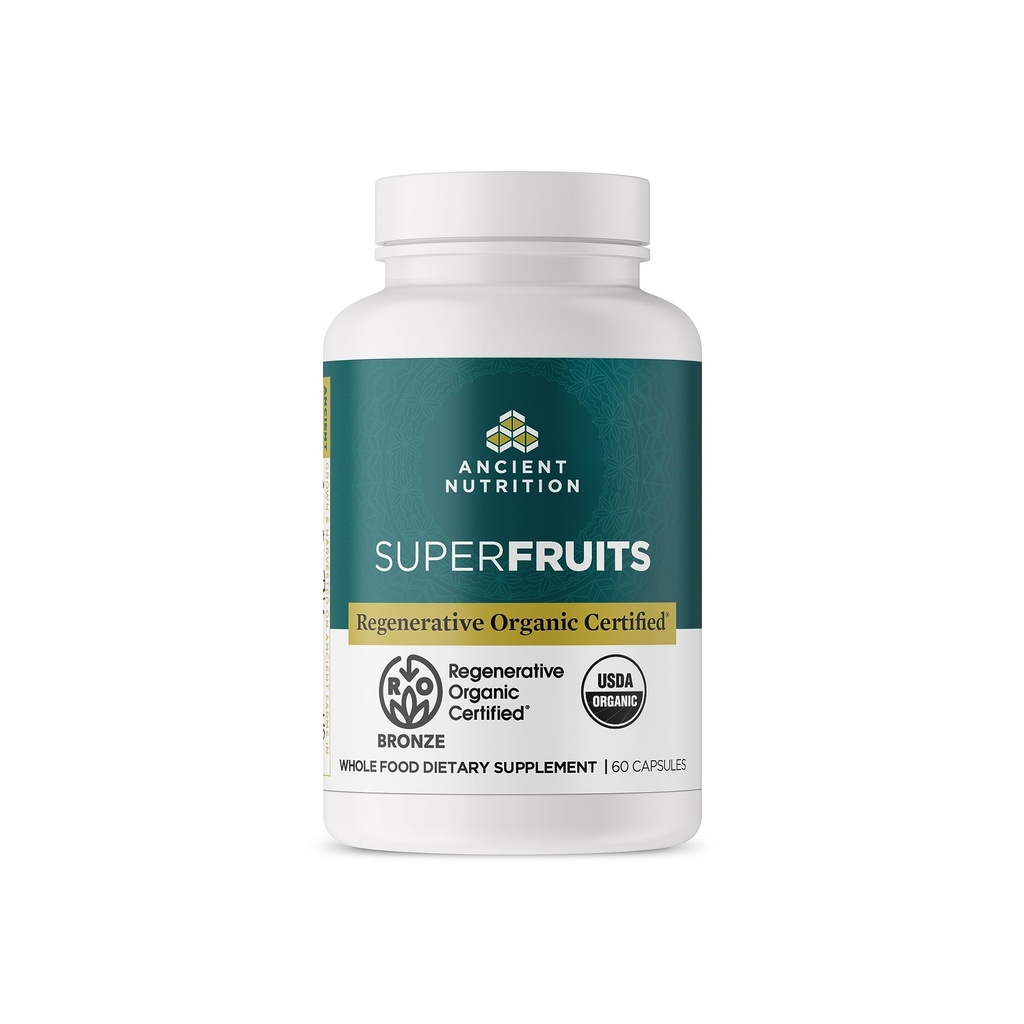 Nutrición Regenerativa Regenerativa SuperFruits Certified Capsules, soporta Gut e Immune System Health, Hecho con Probióticos, Dragonfruit, Mulberry y Goji, 60 Conde