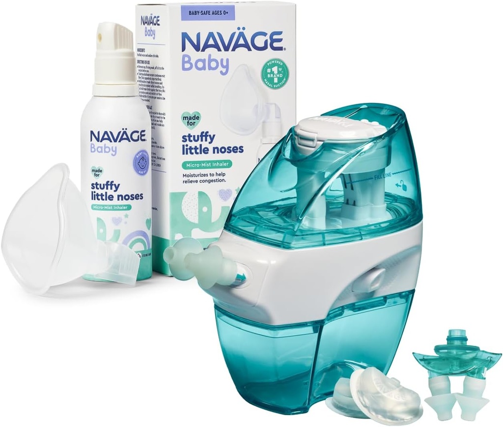 Navage Multi-User Family Kit con 30 SaltPods y Baby Mist Bundle – Saline Nasal Irrigation for Adults and Continuous Saline Mist for Infant Congestion Relief