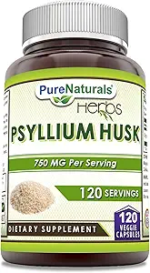 Naturales puros Psyllium Husk Suplemento Silencio 750 Mg Por Serving Silencio Veggie Capsules  No Gluten-Free ANTE Made in USA (120 Conde)