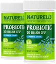 NATURELO Probiotics for Digestive Health - 50 Billion CFU, 11 Strains, Daily Use Supplement - Boosts Immune System, Delayed Release, No-Fridge, 60 Vegetarian Capsules (Pack of 2)